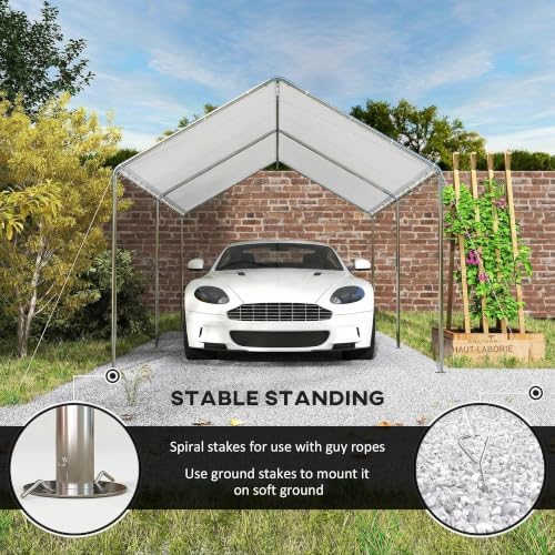 Outsunny 9.6'x19.5' Carport Outdoor Heavy Duty Galvanized Car Canopy ...