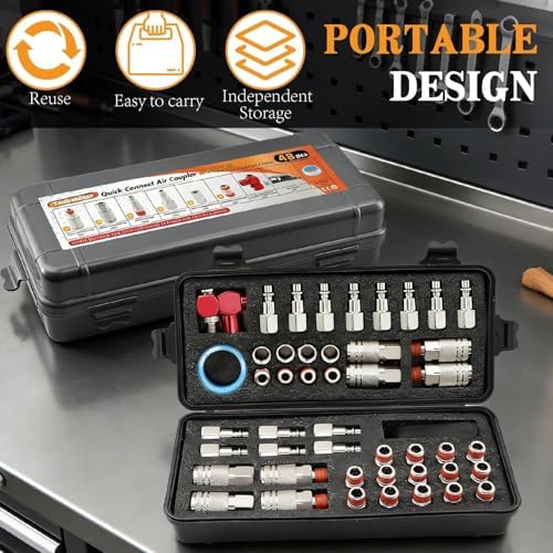 48 Pcs 1/4" NPT Air Compressor Coupler & Plug Kit Air Hose Fitting