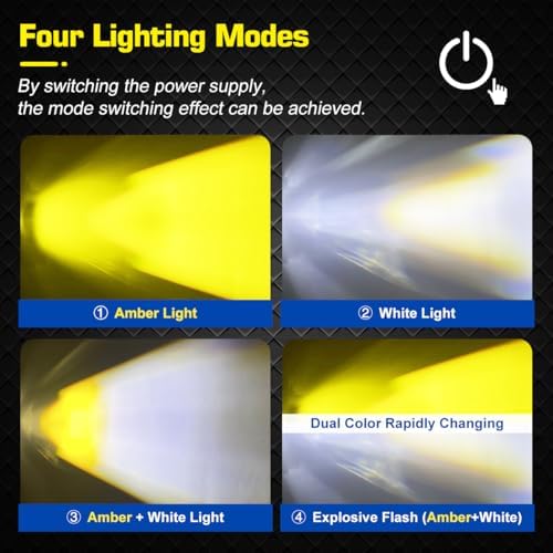 2pcs 2.8 Inch Cube LED Spotlight, Dual Color 4 Mode White/Amber Off Road Driv...