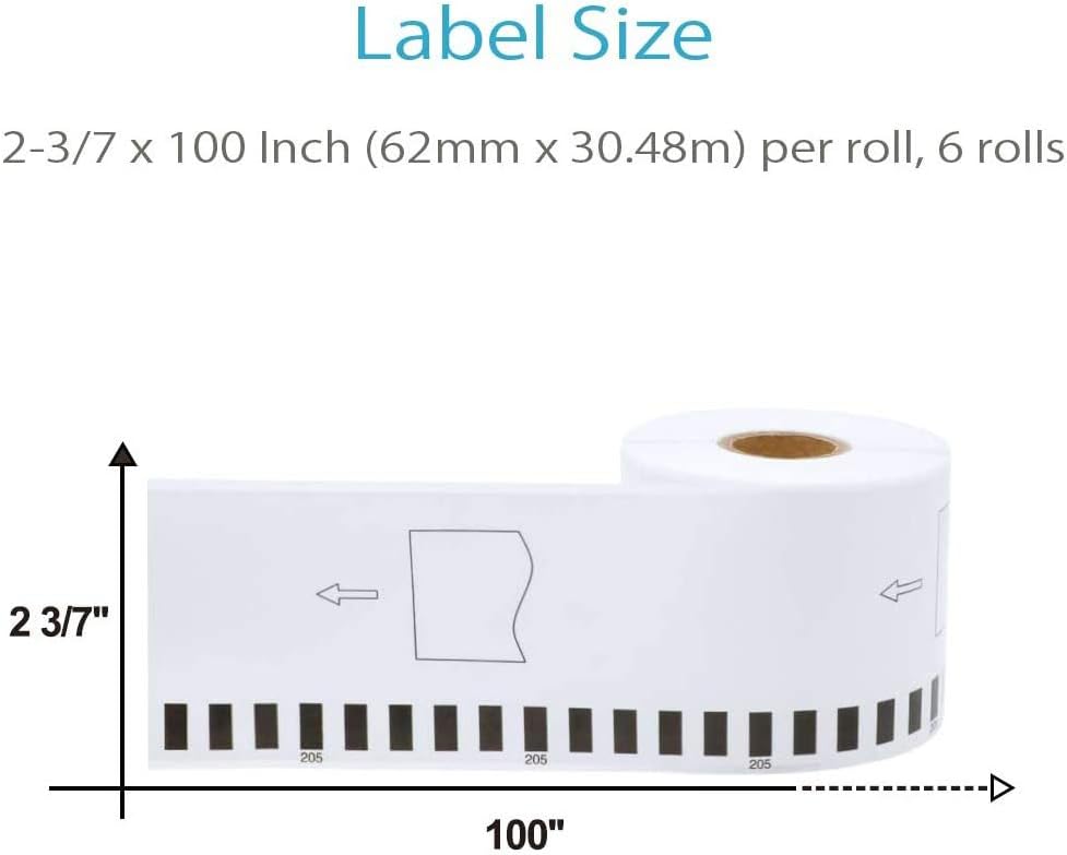 COLORWING DK-2205 Continuous Paper Labels Replacement for Brother DK2205 2.4&...