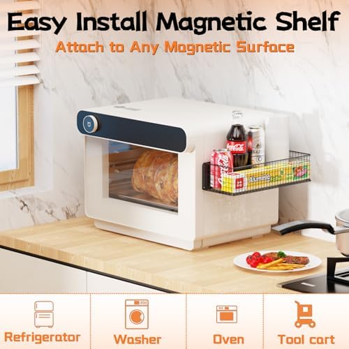 ULIBERMAGNET Magnetic Baskets Fridge Organizers, Large Capacity Metal Wire Me...