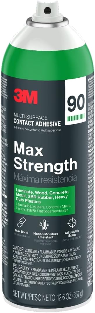 3M Max Strength 90 Contact Adhesive Spray, 12.6 oz (Pack of 2) โ Low VOC Heav...