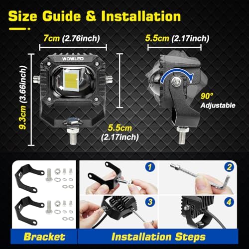 2pcs 2.8 Inch Cube LED Spotlight, Dual Color 4 Mode White/Amber Off Road Driv...