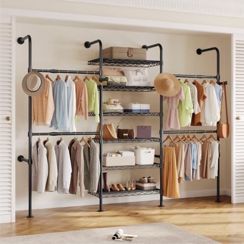 Closet Organizers and Storage, 3-Row Heavy Duty Garment Rack Clothes Rack for...