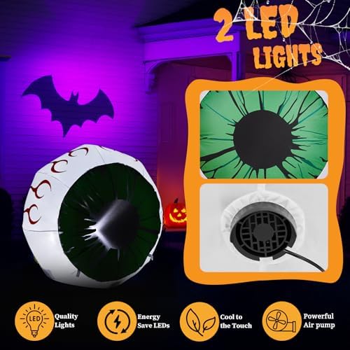 Outvita 2 Packs Halloween Inflatables Set of Lighted Eyes Decoration, 3Ft Blo...