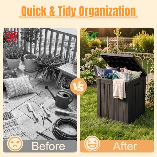 Outdoor Storage Box,70 Gallon Waterproof Resin Patio Deck Box
