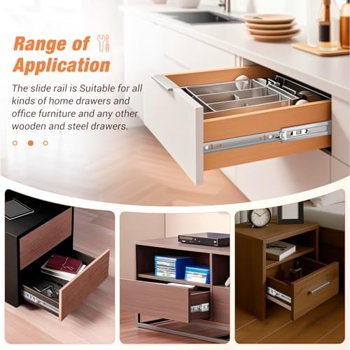 Drawer Slides Ball Bearing 3 Folds Full Extension Side Mount Cabinet Runners ...
