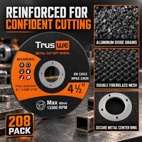 208 Pack Cut Off Wheels - 4 1/2 Inch Metal and Stainless Steel Cutting Wheel ...