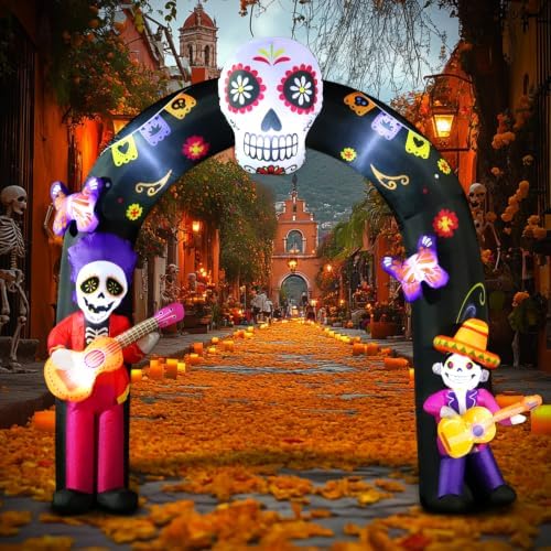 DomKom 8FT Halloween Inflatable Blow Up Decorations Archway, Day of the Dead ...