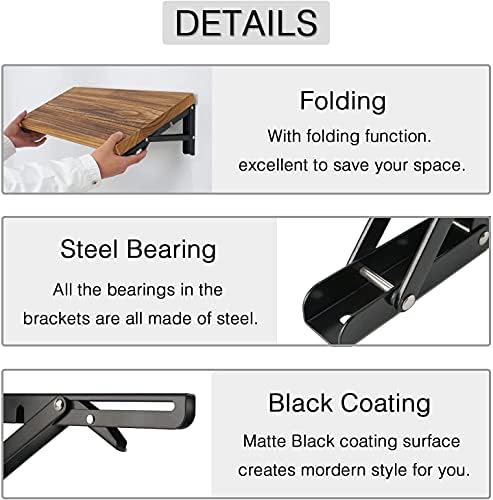 Folding Shelf Brackets - 20 Inch 4 Pcs Heavy Duty Metal Collapsible Shelf Bra...