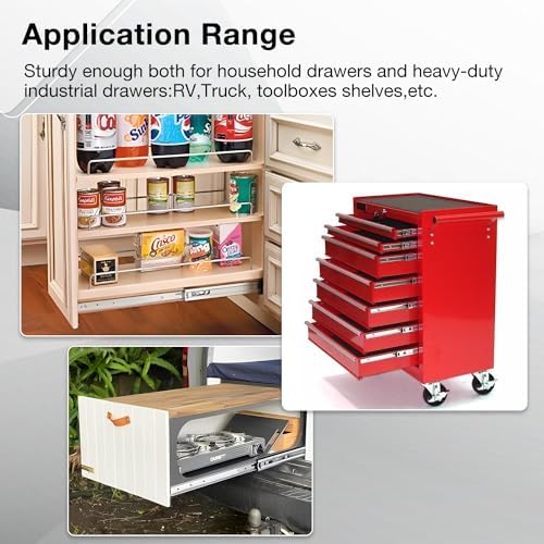 Heavy Duty Drawer Slides Full Extension Runners 150 lbs 12 14 16 18 20 22 24 ...