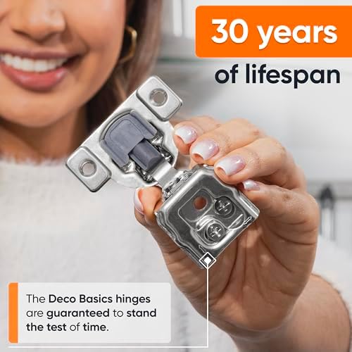 Decobasics 10 Pack Soft Close Cabinet Hinges โ 1" Overlay for Kitchen Ca...