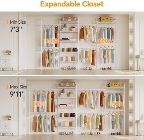 Higeego W4 Wall Mounted Clothes Rack, Industrial Pipe Clothing Rack, White