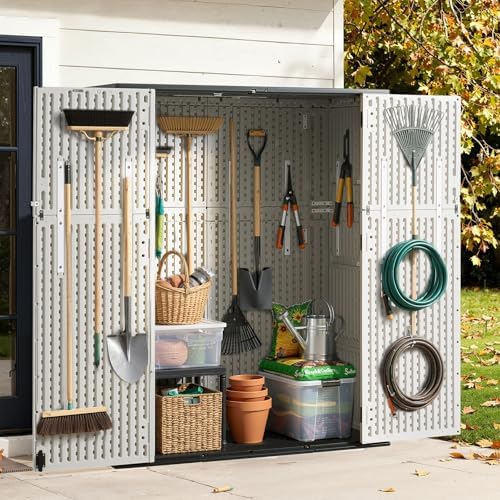 Aoxun 61 Cu.Ft Outdoor Storage Shed, Widened Outdoor Storage Cabinet Waterpro...