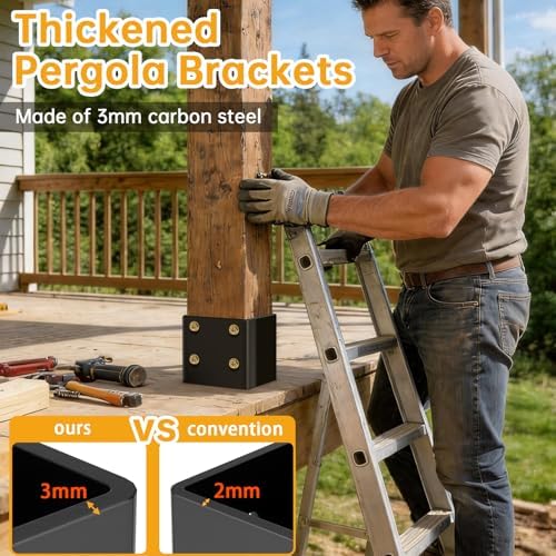 6x6 Post Base for Concrete Heavy Duty(4PCS Extra-Thick 3mm Steel