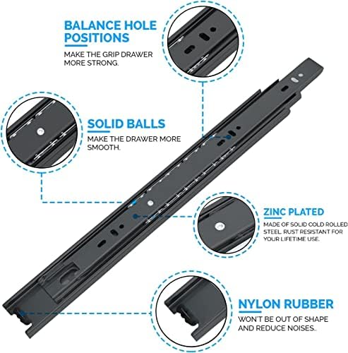 10 Inch Drawer Slides 4 Pairs (8pcs) Side Mount Rails - Heavy Duty Full Exten...