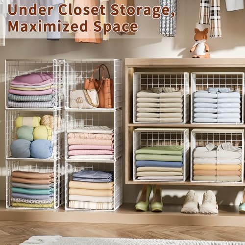 Hencawima 6 Pack Stackable Closet Organizer, Closet Organizers and Storage Sh...
