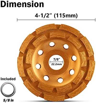 Original Gold KSEIBI 4-1/2-Inch Diamond Cup Wheel Turbo Blade and Double Row ...