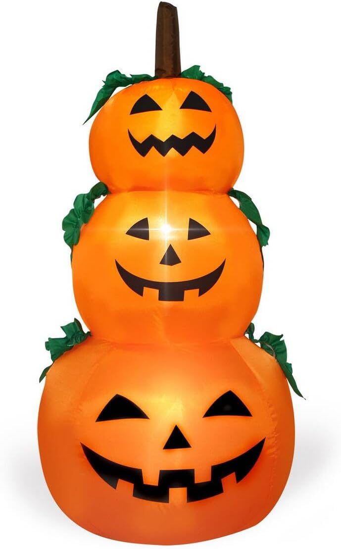 Halloween Inflatable Pumpkins Outdoor Decoration, 4 Ft 3 Stacked Pumpkins