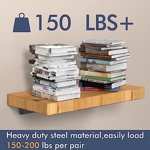 Starunder 14 Inch Floating Shelf Brackets,4 Pack L‑Shape Shelf Supports