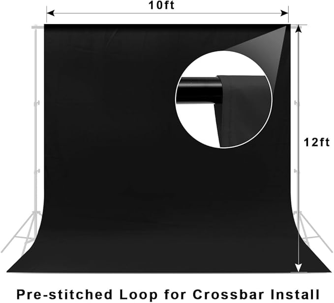 10X12ft Black Backdrop, LCUIRC Photo Backdrop Curtain Polyester Background fo...