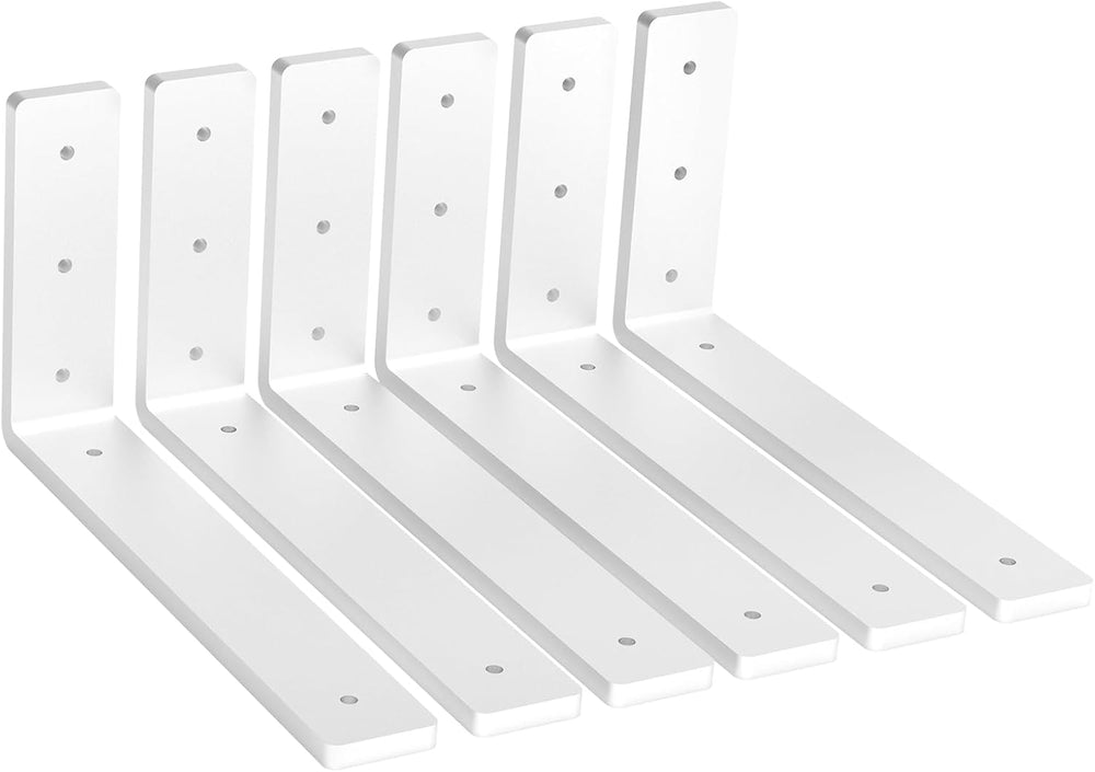Heavy Duty Shelf Brackets, 6 Pack 12 Inch White L Metal Shelving Brackets, 5m...