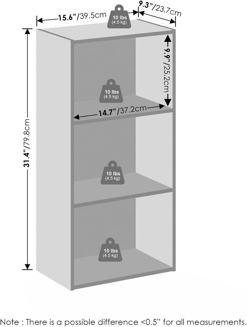 Furinno Reed Closet Organizers and Storage, 3-Tier Closet Organizer, Open She...