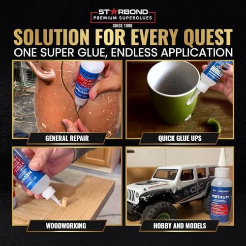 Starbond Medium CA Glue with Activator Bundle (4 oz. + 6 oz.) โ Premium Cyano...