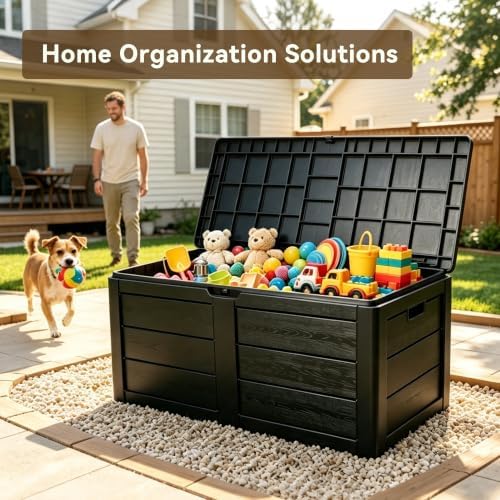 70 Gallon Deck Box, Outdoor Storage Box Waterproof, Patio Storage