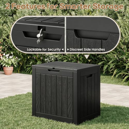 NUNU LAB 35 Gal Outdoor Storage Box Waterproof Lockable,Deck Box,Black