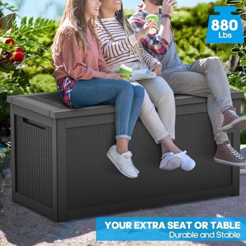 TARKARI 370 Gallon Outdoor Storage Box Waterproof, Resin Deck Boxes with Lock...