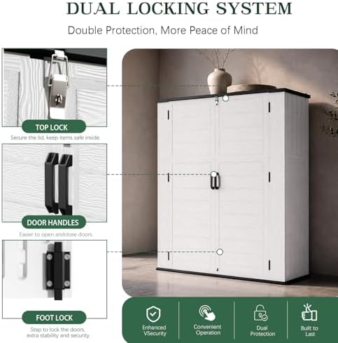 Outdoor Storage Shed Resin Waterproof Storage Cabinet for Patio Garden
