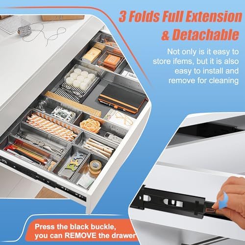 Sulawskys 10 Inch Drawer Slides, 6 Pairs (12 Pcs) Full Extension Ball Bearing...