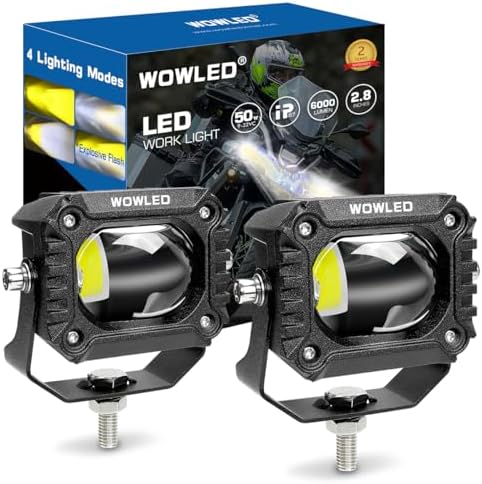 2pcs 2.8 Inch Cube LED Spotlight, Dual Color 4 Mode White/Amber Off Road Driv...
