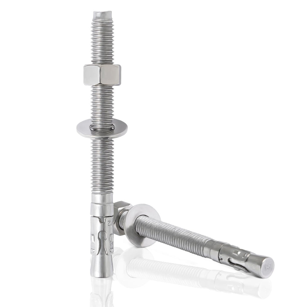 LIONMAX 12Pcs 1/2" x 5-1/2" Stainless Steel Concrete Anchors, Wedge...