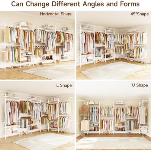 H6 Wall Mounted Closet System, Industrial Pipe Clothes Rack Clothing Racks wi...