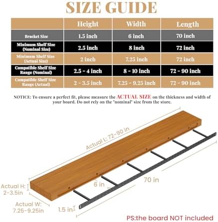 1 Pack Large Shelf Brackets Long Floating Shelf Bracket Invisible Floating Sh...