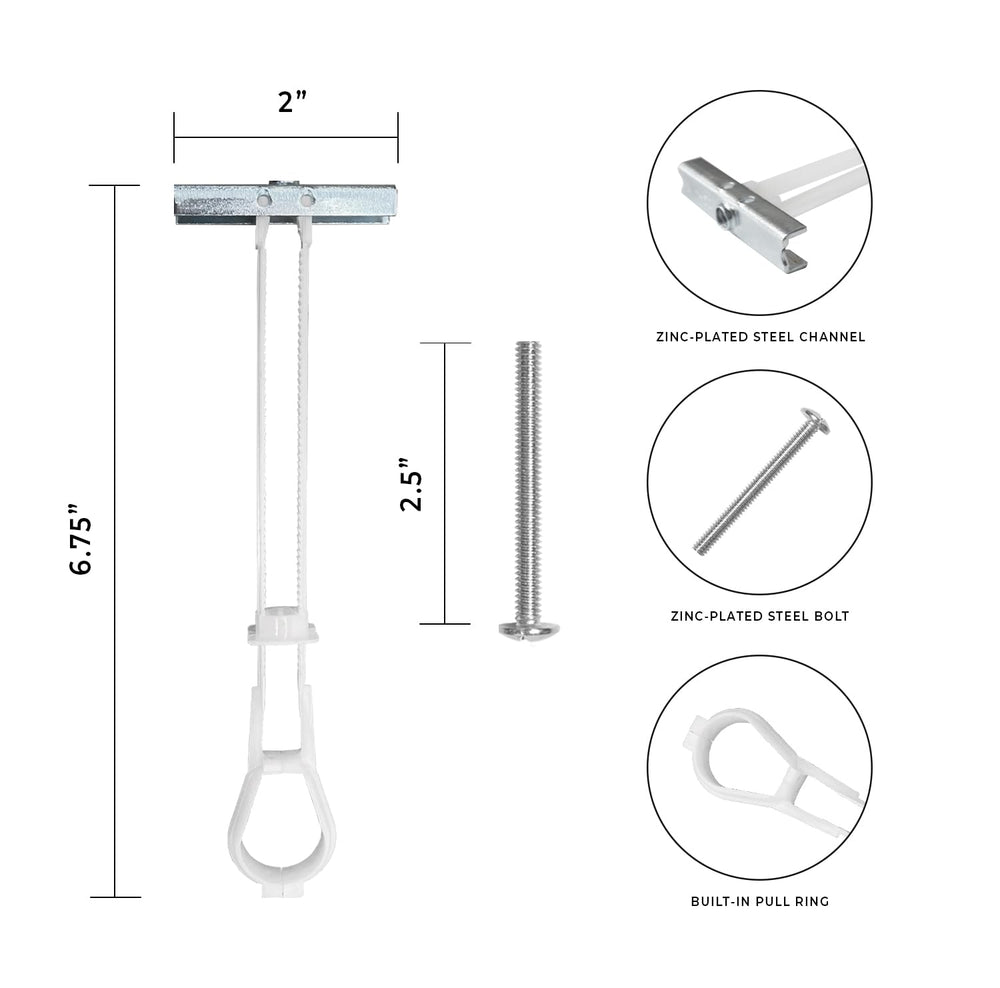50-Pack 1/4"-20 Heavy Duty Quick Toggle Anchors with Bolts Set | for Dry...