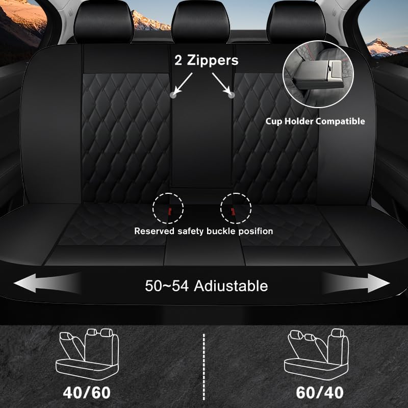 Faux Leather Car Seat Covers Full Set,Luxury and Comfortable Covers for Cars,...
