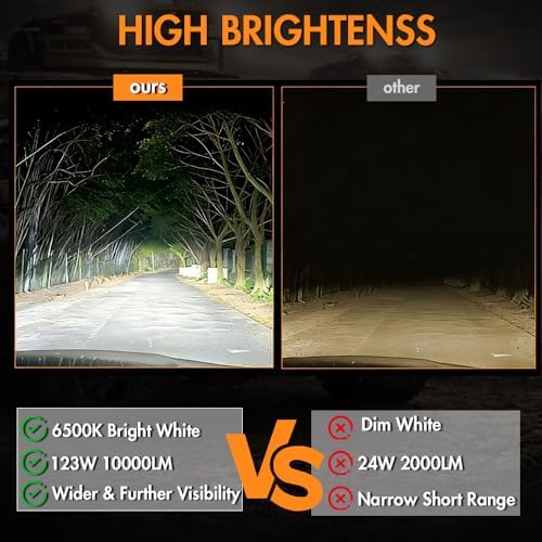 LED Off Road Lights, 4 Inch 123W LED Work Lights Pods, 12V 24V Offroad Drivin...