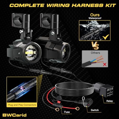 Motorcycle Auxiliary Lights Kit LED Spot Motorcycle Driving Fog Light Pods Wi...