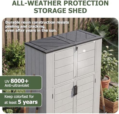 Aoxun 61 Cu.Ft Outdoor Storage Shed, Widened Outdoor Storage Cabinet Waterpro...
