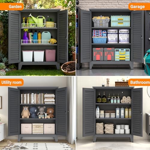 RYH 47.2” Tall Metal Outdoor Storage Cabinet(47.2" H × 35.4" W ×17....