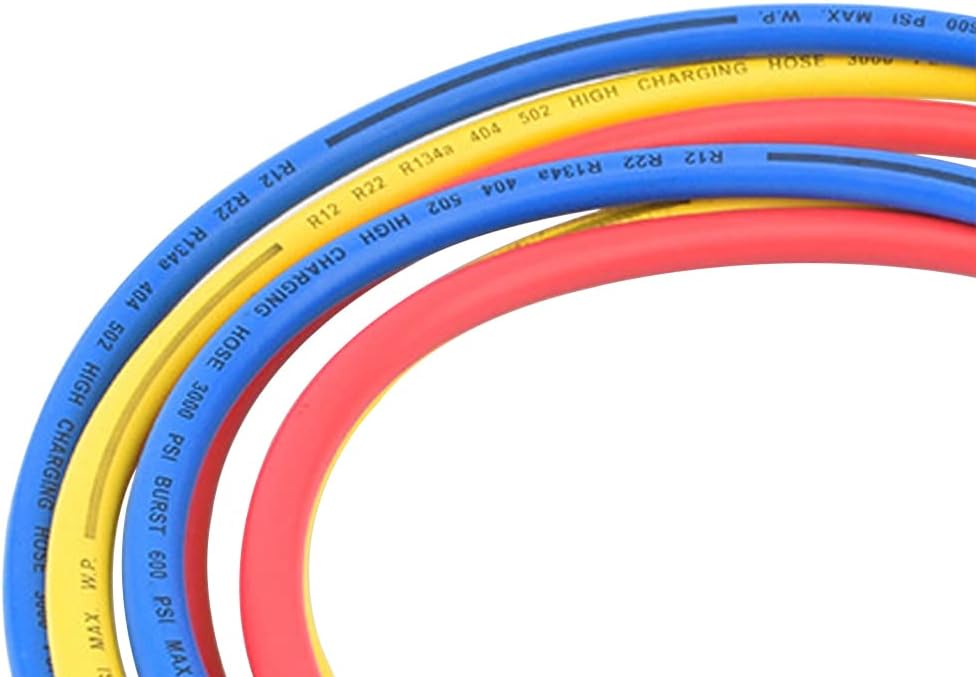 Refrigerant Charging Hose, 96" Length 600-3000PSI 1/4" Thread, 3PCS