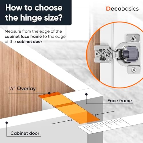 DecoBasics 50 Pack(25 Pair) 1/2" Overlay Soft Close Cabinet Hinges for K...