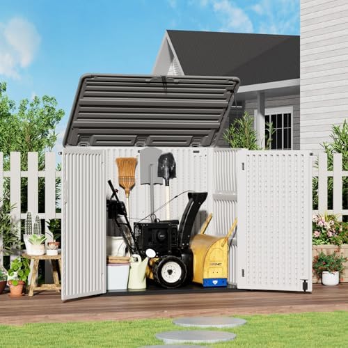 ZZM Large Outdoor Storage Shed, 48 Cu Ft Resin Versatile Storage Cabinet for ...