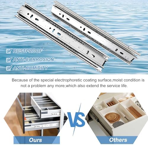 20 inch Drawer Slides 4 Pairs (8pcs) Full Extension Ball Bearing Drawer Rails...