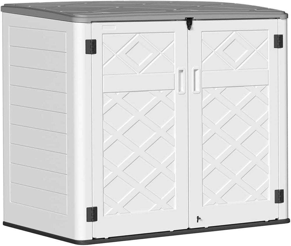 KINYING Horizontal Outdoor Storage Shed,47 Cu.ft Resin Outdoor Storage Cabine...