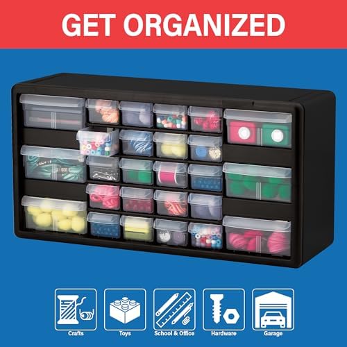 Akro-Mils 26-Drawer Plastic Storage Cabinet, 20"W x 6"D x 10"H...