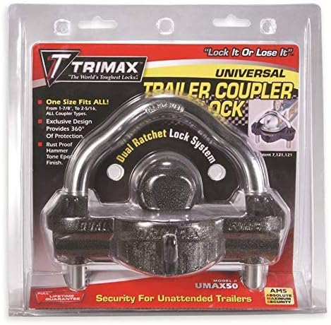 Trimax Premium Universal Die Cast Unattended Trailer Lock, Huge 9/16" Di...